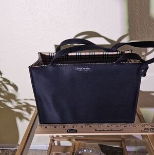 Kate Spade Black Nylon Small Tote with Plaid Lining